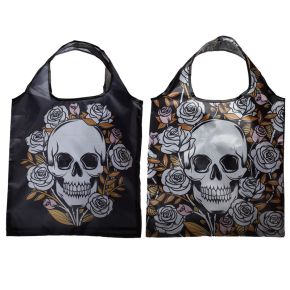 Ihopvikbar Återanvändbar Shoppingväska - Skulls & Roses