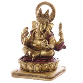 Guld & Röd Ganesh Staty 14cm Guld & Röd Ganesh Staty 14cm