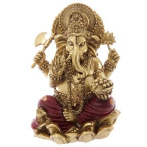 Guld & Röd Ganesh Staty 16cm Guld & Röd Ganesh Staty 16cm