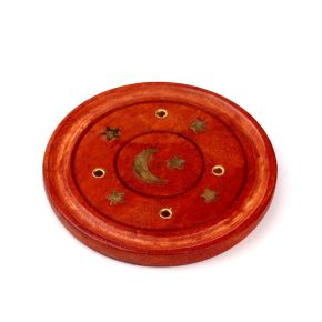 Mangoträ Rund Rökelsehållare med Måne & Stjärnor Mangoträ Rund Rökelsehållare med Måne & Stjärnor