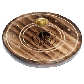 Mangoträ Rund Hamsa Askfat Rökelsehållare för Stickor & Koner Mangoträ Rund Hamsa Askfat Rökelsehållare för Stickor & Koner