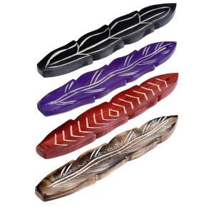 Mangoträ Fjäder Format Askfat Rökelsehållare Mangoträ Fjäder Format Askfat Rökelsehållare