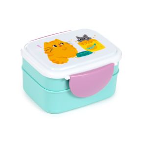 Beans & Co Katter Clip Lock Staplad Bento Lunchlåda med Bestick Beans & Co Katter Clip Lock Staplad Bento Lunchlåda med Bestick