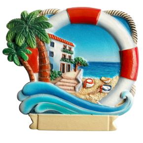 3D Tryckt Kustmagnet Souvenir - Vågor och Palm