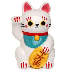 Maneki Neko Lyckokatt Vit Sparbössa i Keramik Maneki Neko Lyckokatt Vit Sparbössa i Keramik