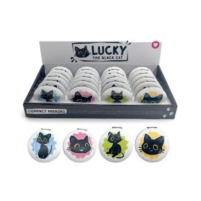 Lucky the Black Cat Svart Katt Fickspegel