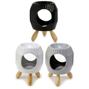 Eden Abstract Räfflad Vit Aromalampa i Keramik med Fötter Eden Abstract Räfflad Vit Aromalampa i Keramik med Fötter