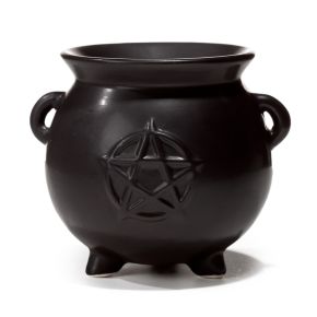 Witches Cauldron Pentagram Svart Aromalampa i Keramik