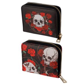Skulls and Roses Liten Plånbok med Dragkedja Skulls and Roses Liten Plånbok med Dragkedja