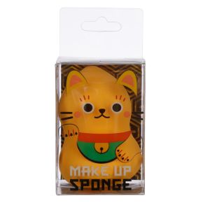 Maneki Neko Lyckokatt Guld Sminksvamp