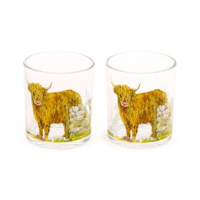 Jan Pashley Highland Coo 2-Pack Tumblers i Glas 250ml Jan Pashley Highland Coo 2-Pack Tumblers i Glas 250ml