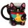 Svart Maneki Neko Lyckokatt Formad Keramikmugg